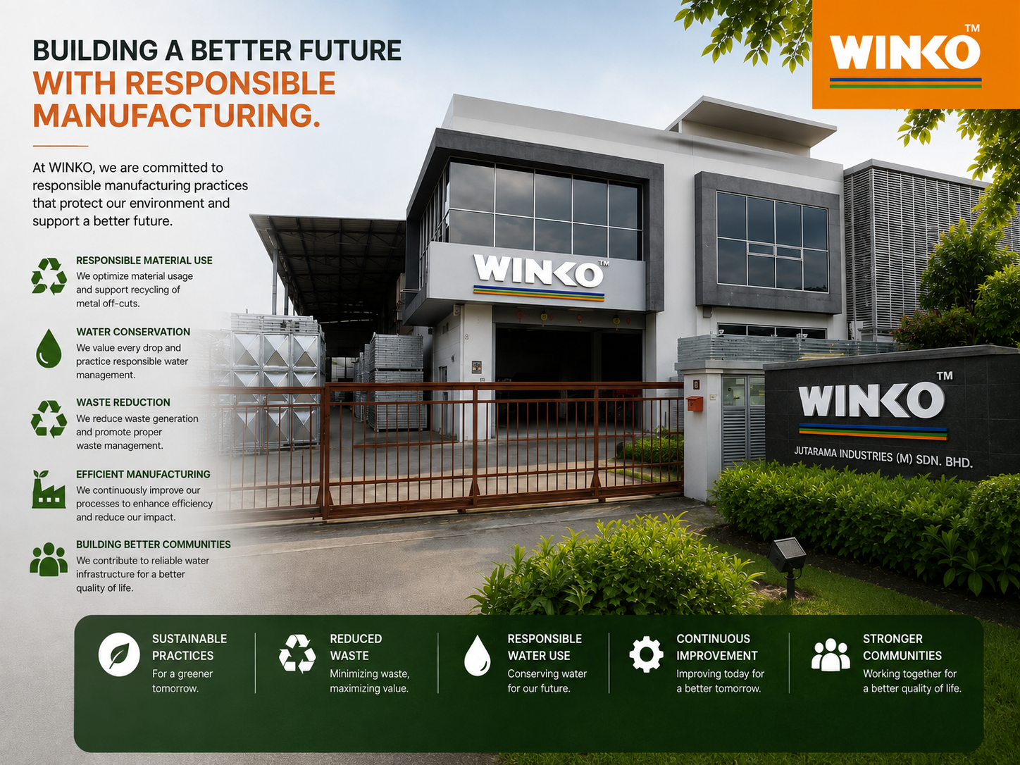 WINKO 在马来西亚 Jutarama 工厂的负责任制造与可持续发展行动